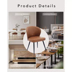 GustoWave Mid-Century Upholstered Dining Chairs Set of 2, Modern Shell Shape Kitchen Chairs, Synthetic Leather with Stitching