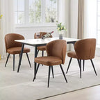 GustoWave Mid-Century Upholstered Dining Chairs Set of 2, Modern Shell Shape Kitchen Chairs, Synthetic Leather with Stitching