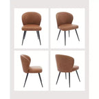 GustoWave Mid-Century Upholstered Dining Chairs Set of 2, Modern Shell Shape Kitchen Chairs, Synthetic Leather with Stitching