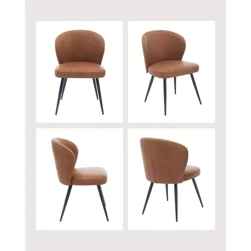 GustoWave Mid-Century Upholstered Dining Chairs Set of 2, Modern Shell Shape Kitchen Chairs, Synthetic Leather with Stitching