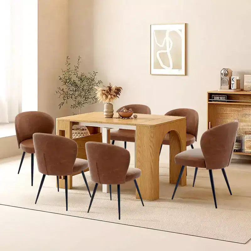 GustoWave Mid-Century Upholstered Dining Chairs Set of 2, Modern Shell Shape Kitchen Chairs, Synthetic Leather with Stitching