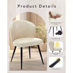 GustoWave Mid-Century Upholstered Dining Chairs Set of 2, Modern Shell Shape Kitchen Chairs, Synthetic Leather with Stitching