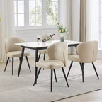 GustoWave Mid-Century Upholstered Dining Chairs Set of 2, Modern Shell Shape Kitchen Chairs, Synthetic Leather with Stitching