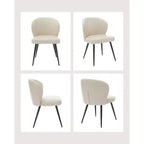 GustoWave Mid-Century Upholstered Dining Chairs Set of 2, Modern Shell Shape Kitchen Chairs, Synthetic Leather with Stitching