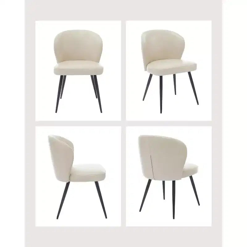 GustoWave Mid-Century Upholstered Dining Chairs Set of 2, Modern Shell Shape Kitchen Chairs, Synthetic Leather with Stitching