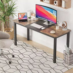 Computer Desk Gaming Desk 63 Inch - Large Writing Table with Metal Legs, Black Wood Home Office Desk, Multi-Function Workstation