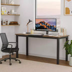 Computer Desk Gaming Desk 63 Inch - Large Writing Table with Metal Legs, Black Wood Home Office Desk, Multi-Function Workstation