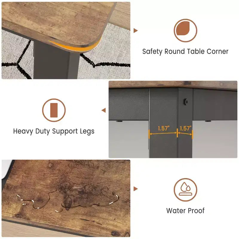 Computer Desk Gaming Desk 63 Inch - Large Writing Table with Metal Legs, Black Wood Home Office Desk, Multi-Function Workstation