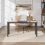 Computer Desk Gaming Desk 63 Inch - Large Writing Table with Metal Legs, Black Wood Home Office Desk, Multi-Function Workstation