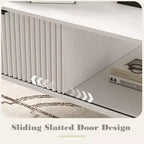 41.34 Wooden Coffee Table with Storage Cabinet, Two-Tier Design, Wave-Style Sliding Doors