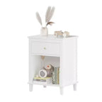 MAYEERTY Wooden Nightstand with One Drawer One Shelf for Bedroom Living Room White