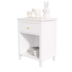 MAYEERTY Wooden Nightstand with One Drawer One Shelf for Bedroom Living Room White