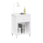 MAYEERTY Wooden Nightstand with One Drawer One Shelf for Bedroom Living Room White