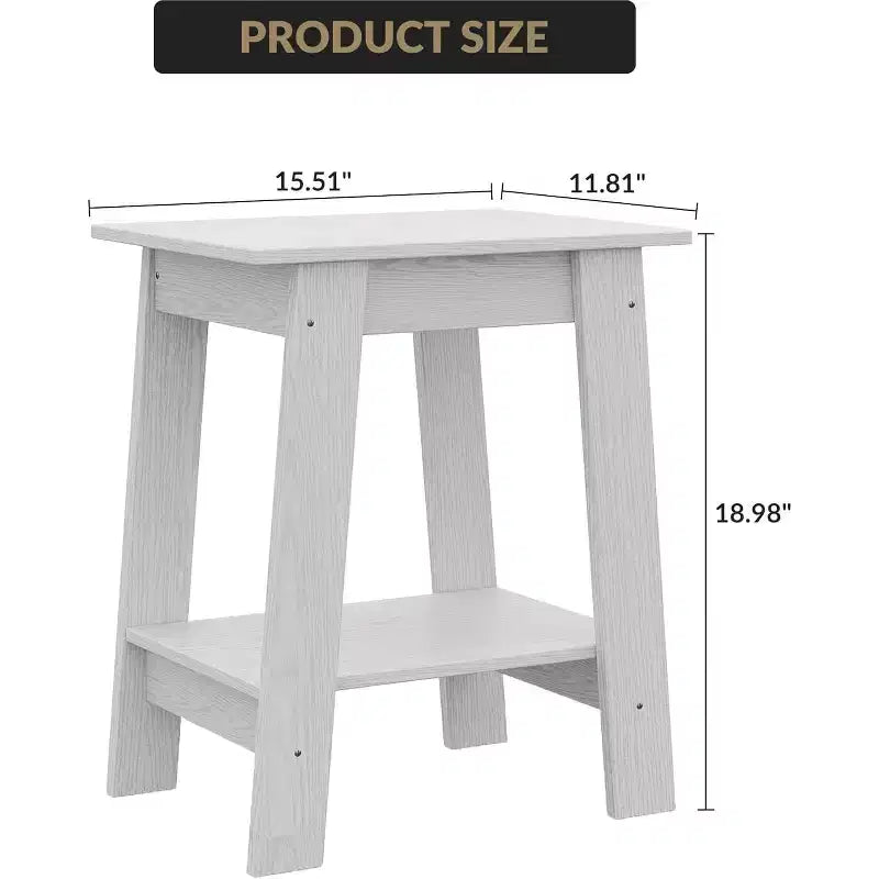 COZONY Farmhouse End Table, 2-Tier Narrow Side Table, Grey Wood Grain, Compact Nightstand for Small Spaces, Living Room, Bedroom, Easy Assembly