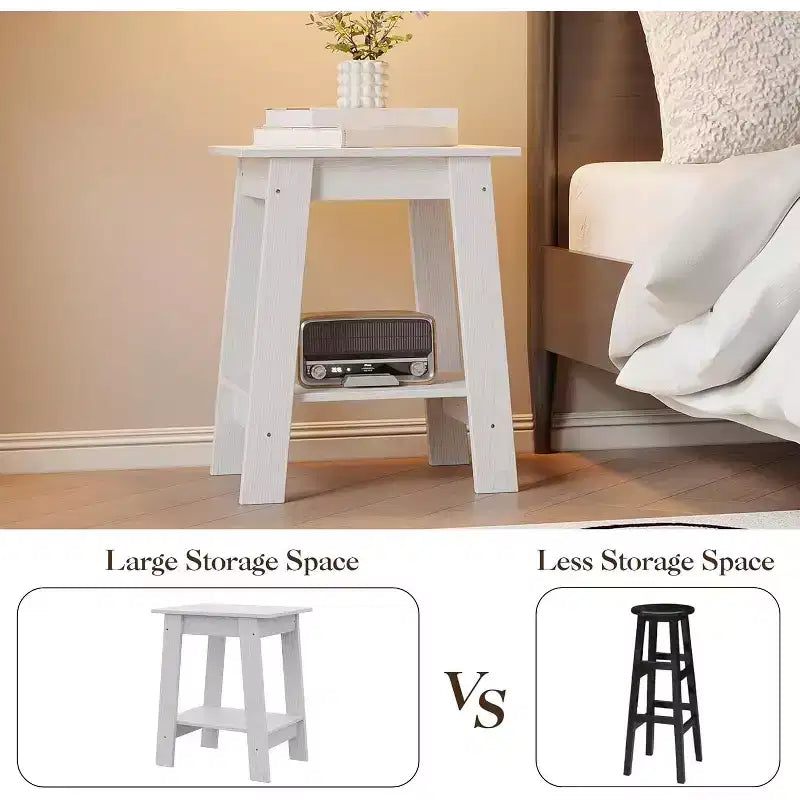 COZONY Farmhouse End Table, 2-Tier Narrow Side Table, Grey Wood Grain, Compact Nightstand for Small Spaces, Living Room, Bedroom, Easy Assembly