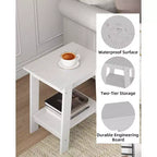 COZONY Farmhouse End Table, 2-Tier Narrow Side Table, Grey Wood Grain, Compact Nightstand for Small Spaces, Living Room, Bedroom, Easy Assembly