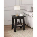 COZONY Farmhouse End Table, 2-Tier Narrow Side Table, Grey Wood Grain, Compact Nightstand for Small Spaces, Living Room, Bedroom, Easy Assembly