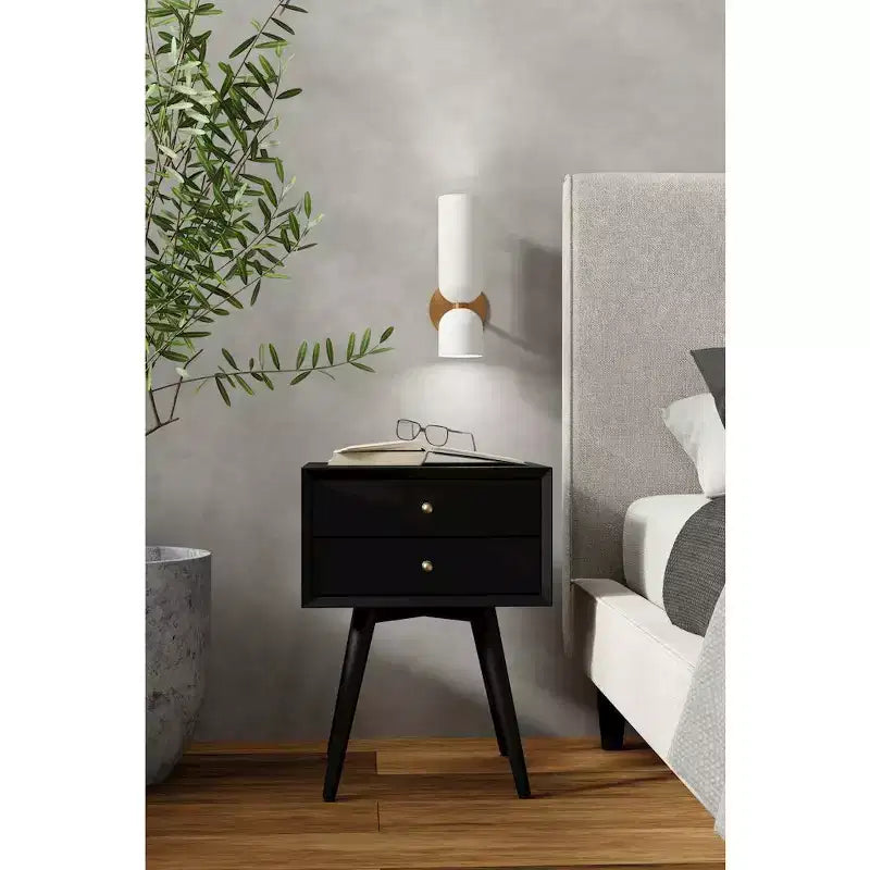 Alpine Furniture,Flynn Small Nightstand, Black