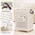 Costway Collapsible Laundry Basket Movable Laundry Cart with Side Basket, Lockable Wheels