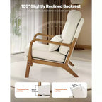 VEVOR Accent Chair, High Back Mid Century Modern Armchair with Solid Wood Frame and Non-Slip Legs, Upholstered Leisure Chair, Beige