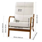 VEVOR Accent Chair, High Back Mid Century Modern Armchair with Solid Wood Frame and Non-Slip Legs, Upholstered Leisure Chair, Beige
