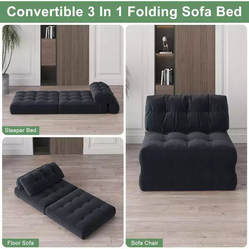 Canapé convertible pliant, canapé pliant au sol avec oreiller, canapé-lit futon convertible, chaise de couchage, matelas pliable avec support dorsal, canapé dépliant portable