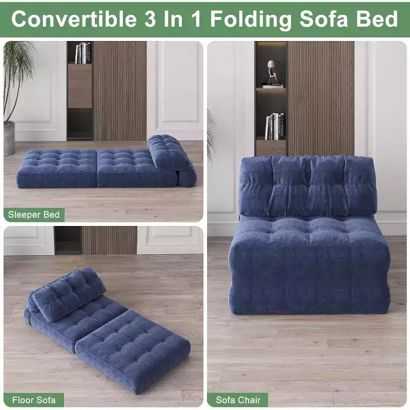 Canapé convertible pliant, canapé pliant au sol avec oreiller, canapé-lit futon convertible, chaise de couchage, matelas pliable avec support dorsal, canapé dépliant portable