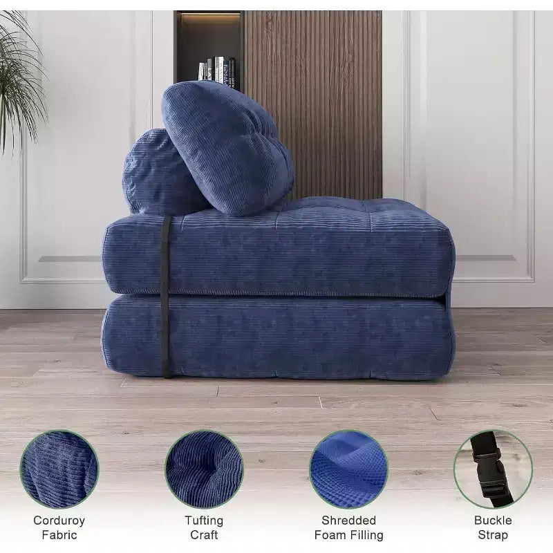 Canapé convertible pliant, canapé pliant au sol avec oreiller, canapé-lit futon convertible, chaise de couchage, matelas pliable avec support dorsal, canapé dépliant portable