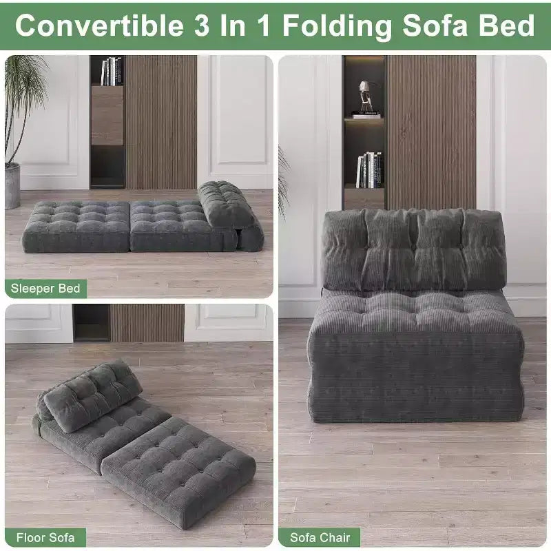 Canapé convertible pliant, canapé pliant au sol avec oreiller, canapé-lit futon convertible, chaise de couchage, matelas pliable avec support dorsal, canapé dépliant portable