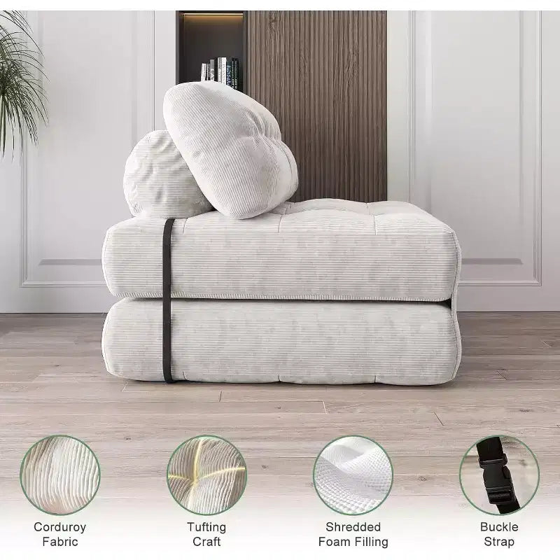 Canapé convertible pliant, canapé pliant au sol avec oreiller, canapé-lit futon convertible, chaise de couchage, matelas pliable avec support dorsal, canapé dépliant portable
