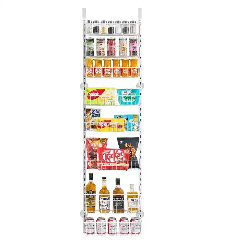 VEVOR Over the Door Pantry Organizer, 8-Tier Pantry Organization and Storage, Heavy-Duty Steel Hanging Spice Rack, White