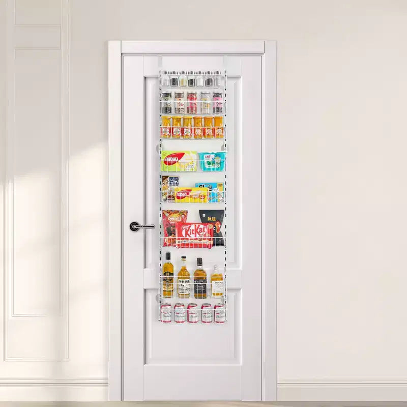 VEVOR Organisateur de garde-manger à suspendre, rangement de garde-manger à 8 niveaux, étagère à épices suspendue en acier robuste, blanc