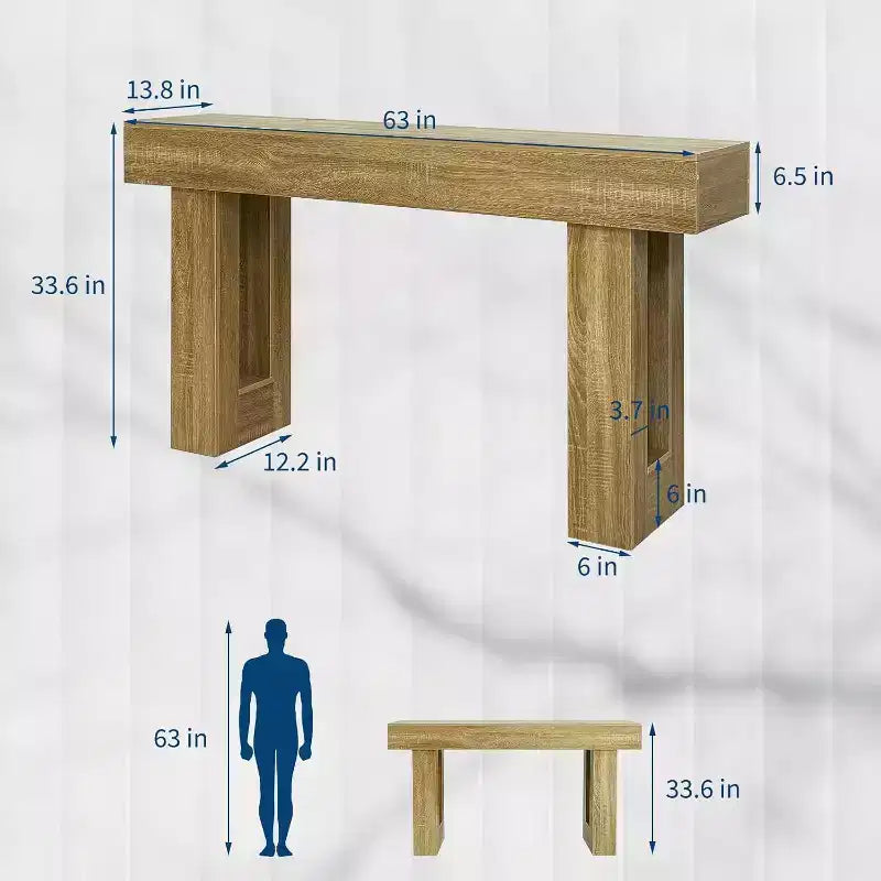 Table console en bois de 63 po pour entrée, table de canapé rectangulaire derrière le canapé, tables consoles de ferme modernes pour entrée, couloir, salon