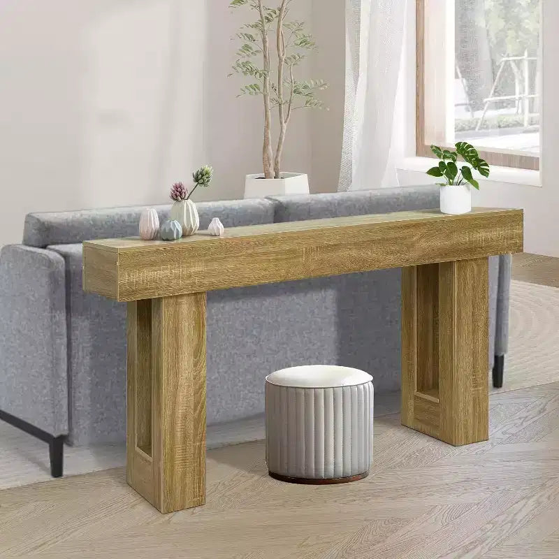 Table console en bois de 63 po pour entrée, table de canapé rectangulaire derrière le canapé, tables consoles de ferme modernes pour entrée, couloir, salon