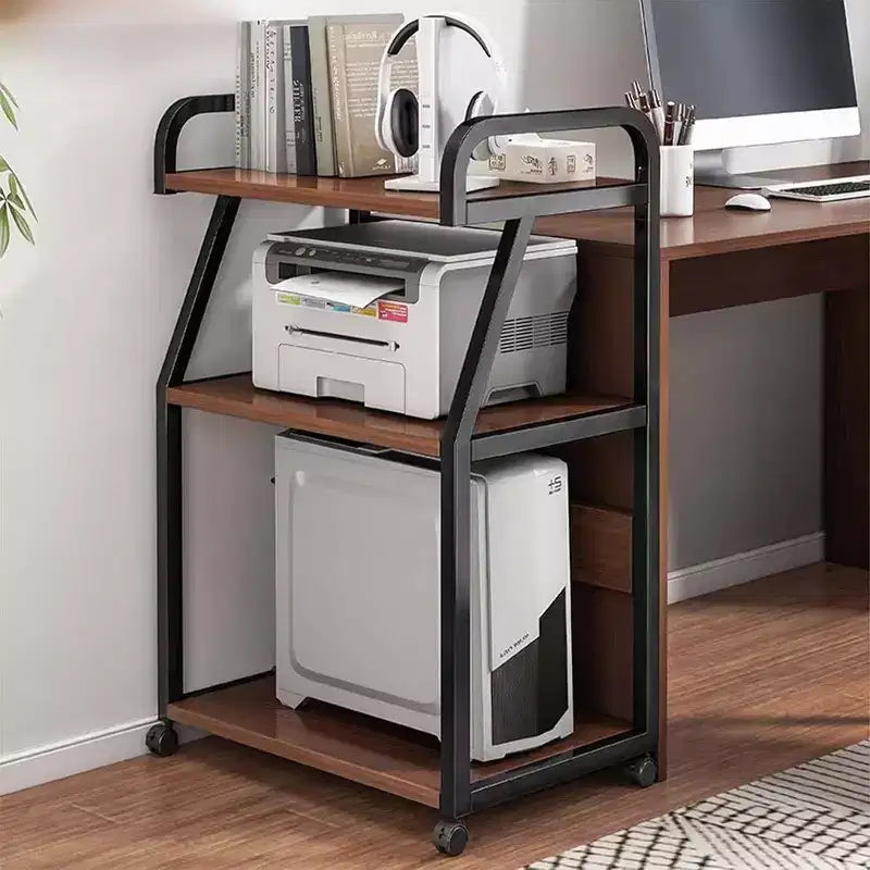 3-Tier Rolling Printer Stand - Mobile Cart with Locking Wheels & Backstop for Home Office