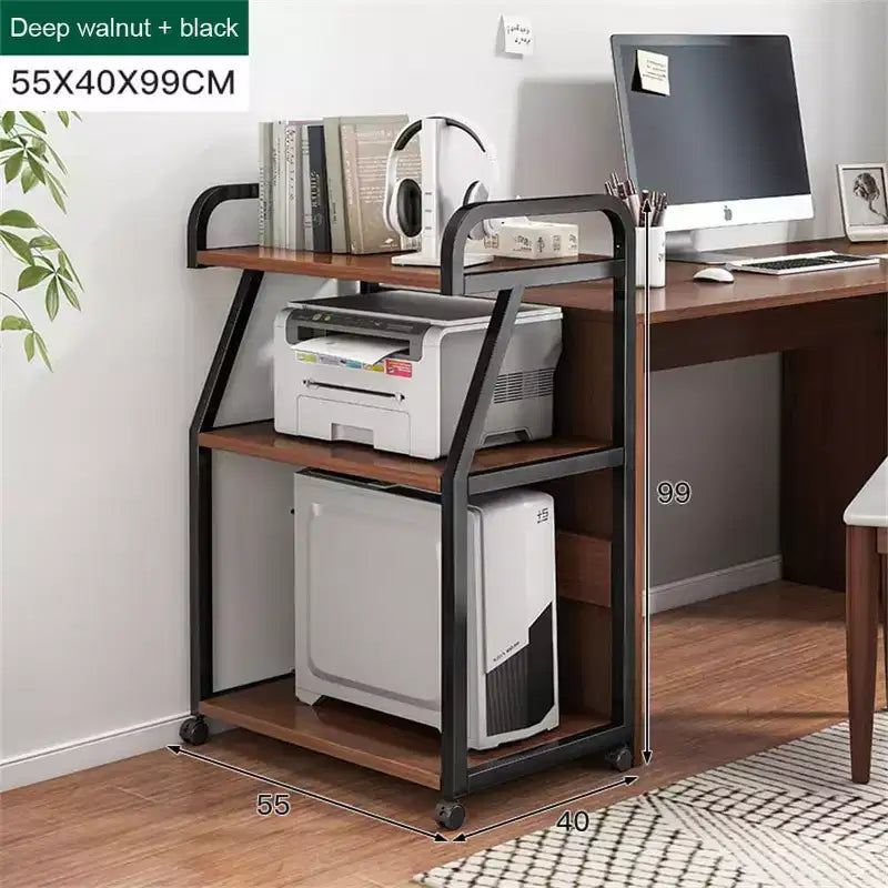 3-Tier Rolling Printer Stand - Mobile Cart with Locking Wheels & Backstop for Home Office