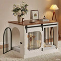 Dog Crate Furniture - Wooden Kennel with 3 Doors & Bed Mat, Multi-Functional Side Table