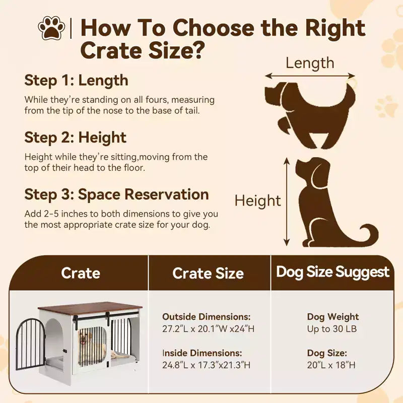 Dog Crate Furniture - Wooden Kennel with 3 Doors & Bed Mat, Multi-Functional Side Table