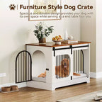 Dog Crate Furniture - Wooden Kennel with 3 Doors & Bed Mat, Multi-Functional Side Table