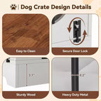 Dog Crate Furniture - Wooden Kennel with 3 Doors & Bed Mat, Multi-Functional Side Table