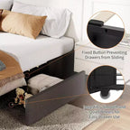 Bed Frame with 3 Storage Drawers, Fabric Upholstered Platform Bed, Wooden Slats Support, No Box Spring Needed, Noise Free, Easy Assembly, Grey