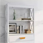 Acekool Bathroom Over Toilet Storage Cabinet with 1 Drawer and 2 Open Shelves, Freestanding Wooden Storage Shelf for Bathroom White