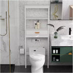 Acekool Bathroom Over Toilet Storage Cabinet with 1 Drawer and 2 Open Shelves, Freestanding Wooden Storage Shelf for Bathroom White