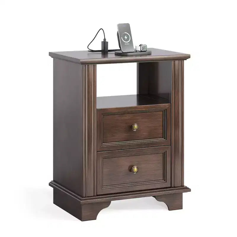 Karl Home 2-Drawer Brown MDF (Medium-Density Fiberboard) 19.69in. W Nightstands