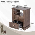 Karl Home 2-Drawer Brown MDF (Medium-Density Fiberboard) 19.69in. W Nightstands