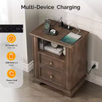Karl Home 2-Drawer Brown MDF (Medium-Density Fiberboard) 19.69in. W Nightstands