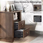 Karl Home 2-Drawer Brown MDF (Medium-Density Fiberboard) 19.69in. W Nightstands