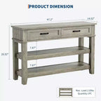 Farmhouse Style Console Table with 2 Drawers & 3 Shelves, Entryway Table with Storage, Grey Sofa Table for Living Room, Hallway, Entry