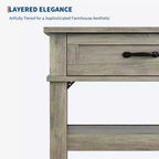 Farmhouse Style Console Table with 2 Drawers & 3 Shelves, Entryway Table with Storage, Grey Sofa Table for Living Room, Hallway, Entry