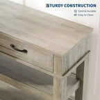 Farmhouse Style Console Table with 2 Drawers & 3 Shelves, Entryway Table with Storage, Grey Sofa Table for Living Room, Hallway, Entry